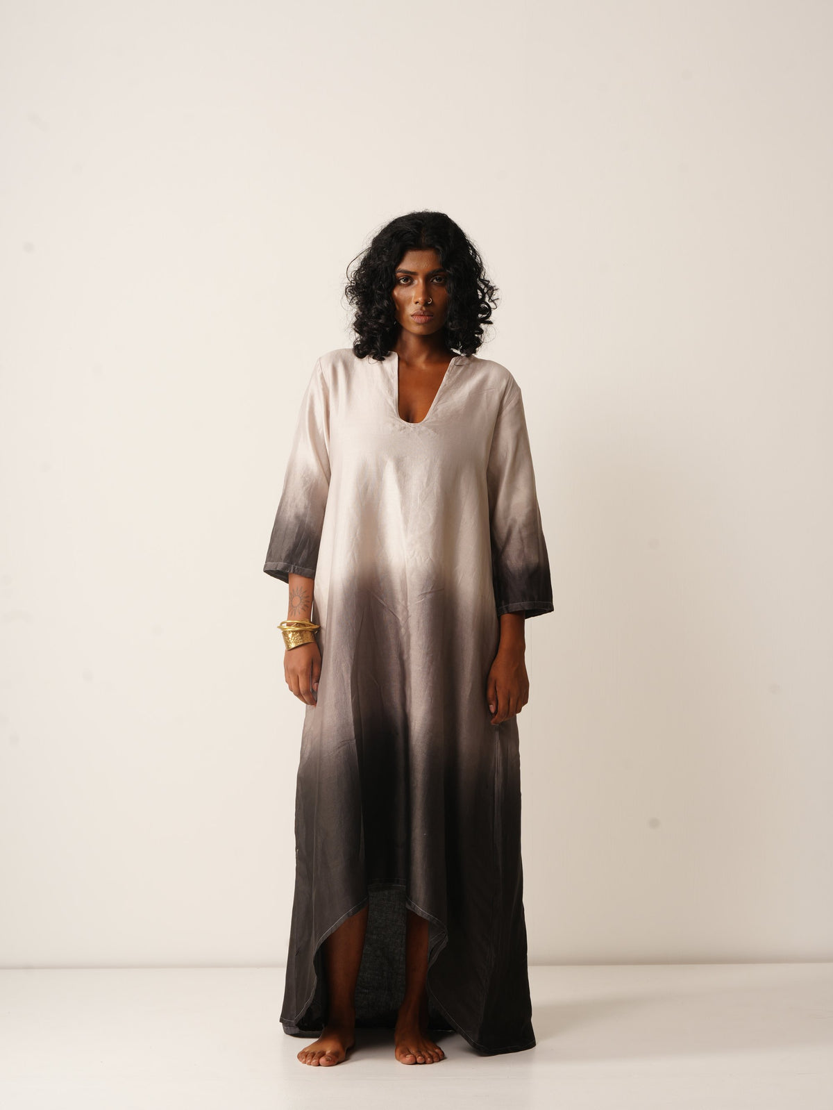 Syllable 01, ombre hand-dyed asymmetric dress