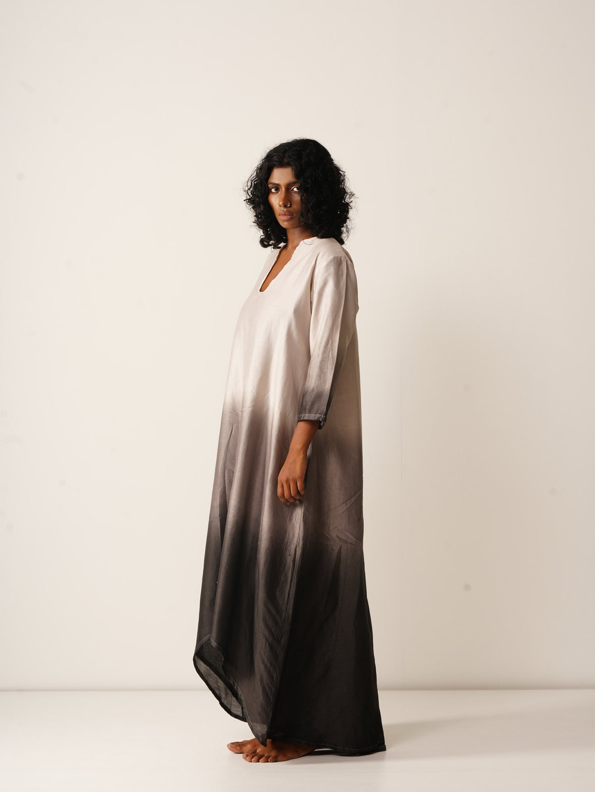 Syllable 01, ombre hand-dyed asymmetric dress