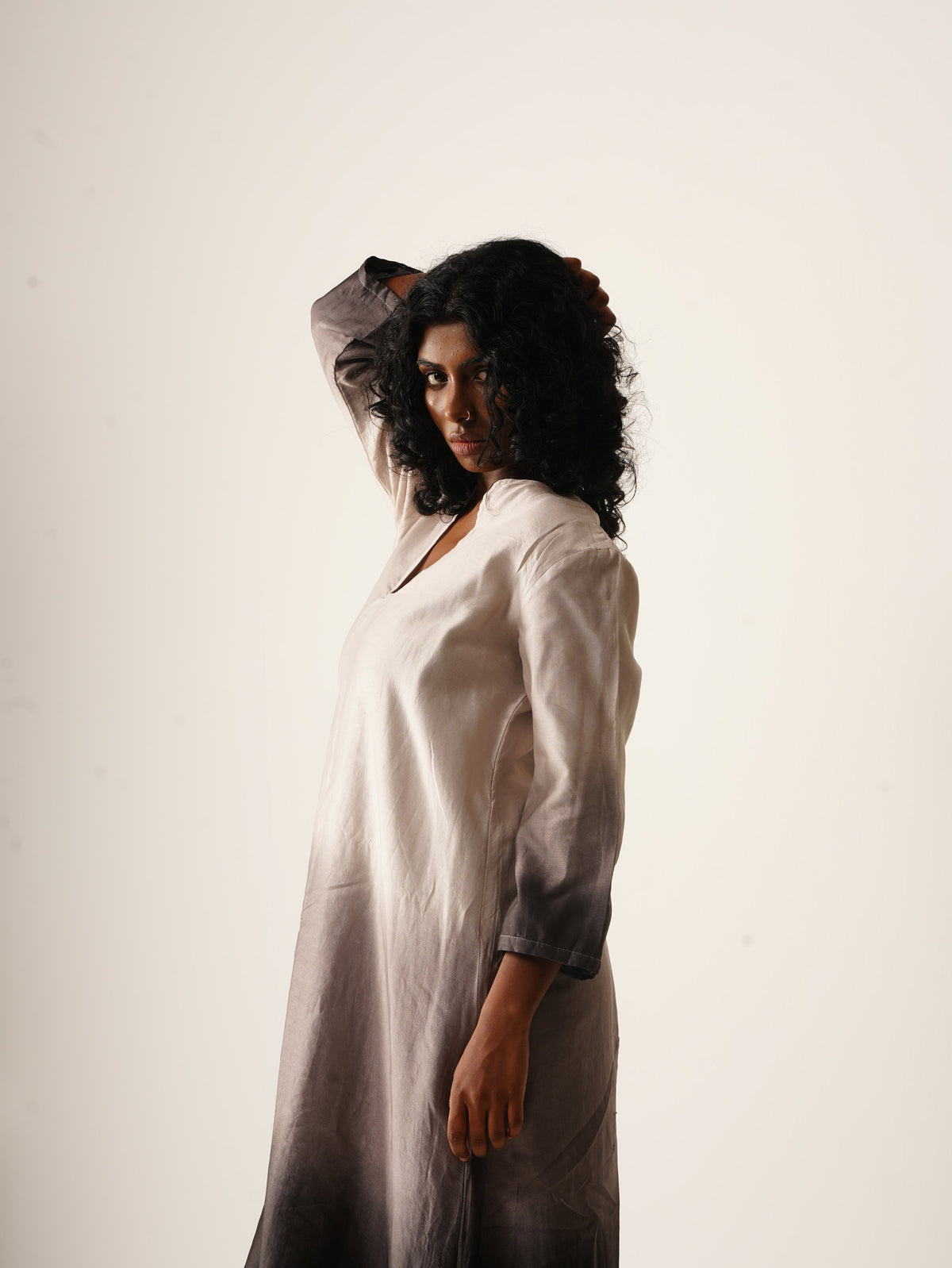 Syllable 01, ombre hand-dyed asymmetric dress