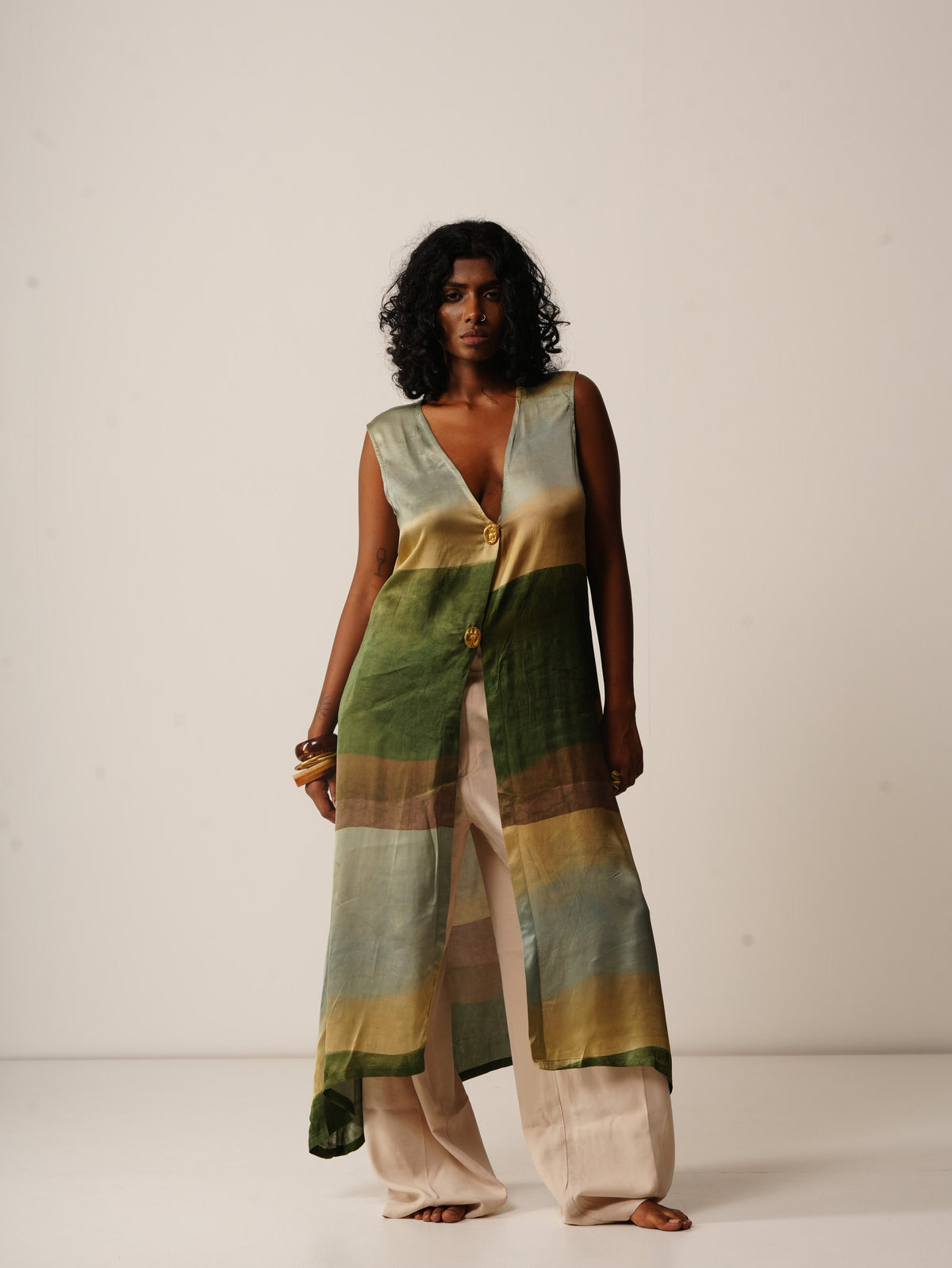 Syllable 08, abstract print cape kaftan