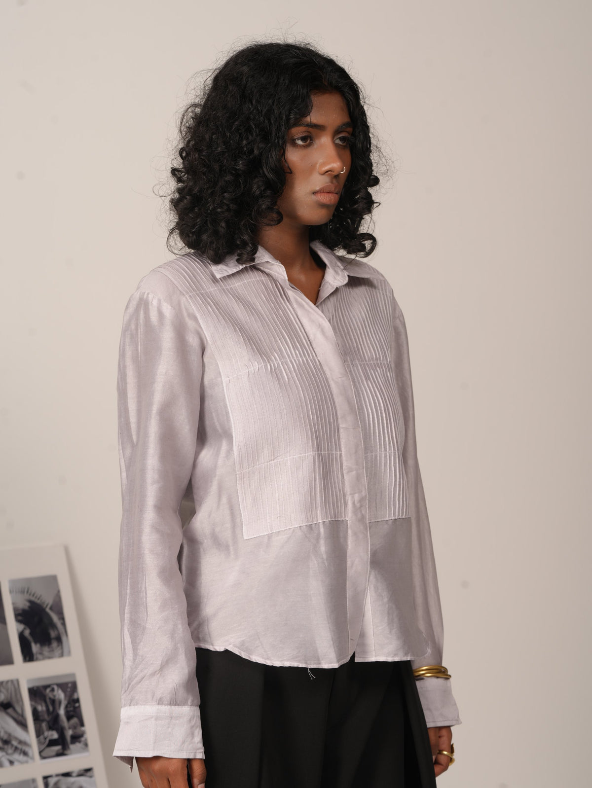 Syllable 15, hand-painted pintuck shirt